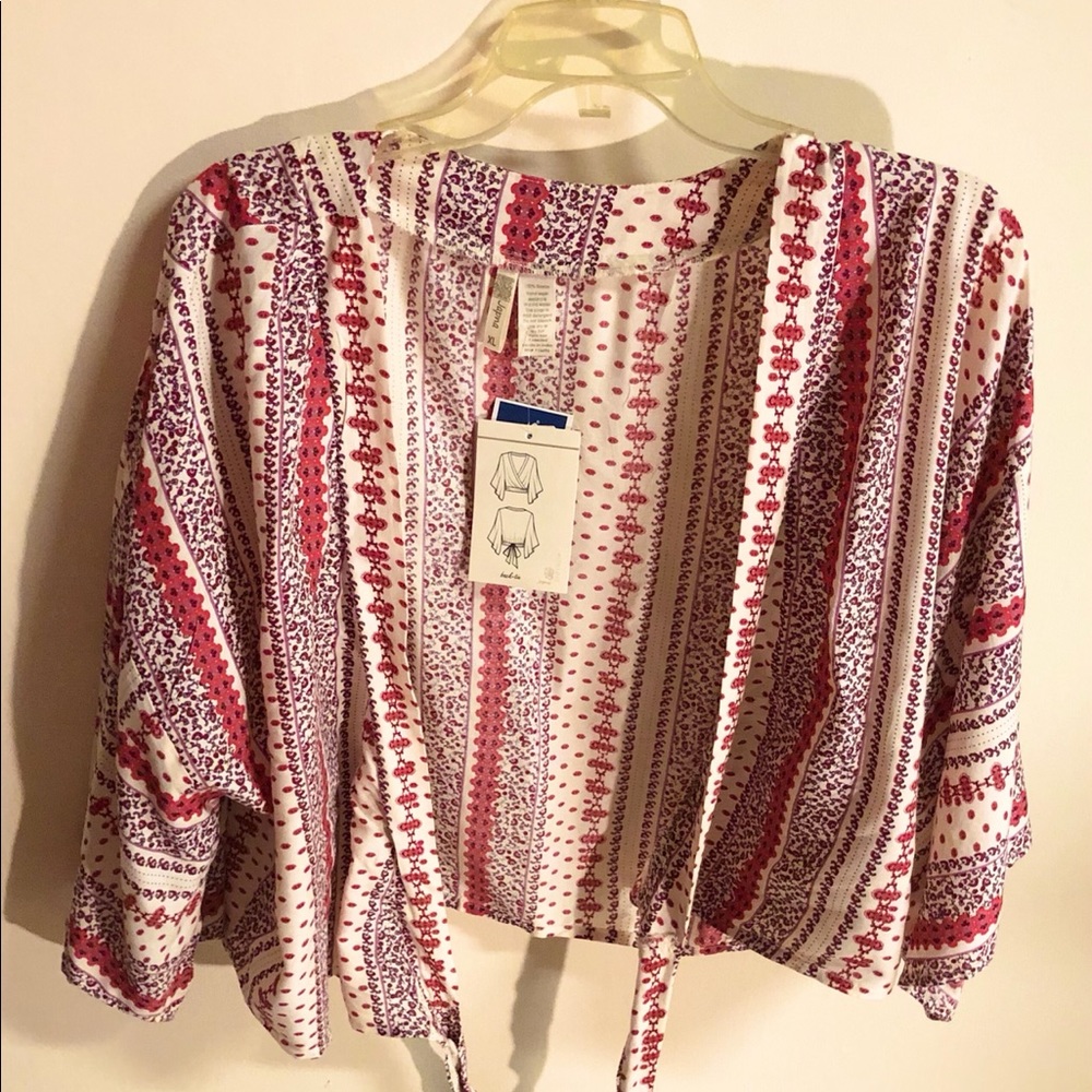 Adjustable Cropped Cover Up Blouse